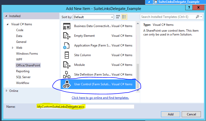 sharepoint 2013 custom SuiteLinks Delegate Control