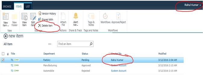 sharepoint 2013 Enable disable delete item option