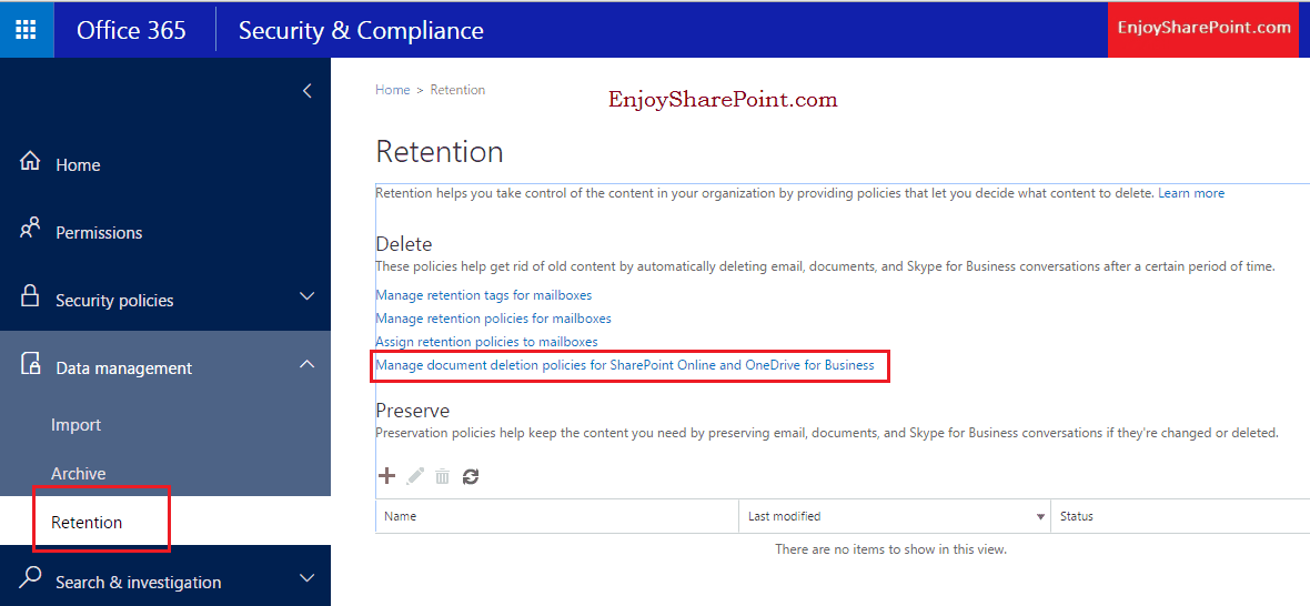 Office 365 document deletion policy document deletion policy sharepoint 2016