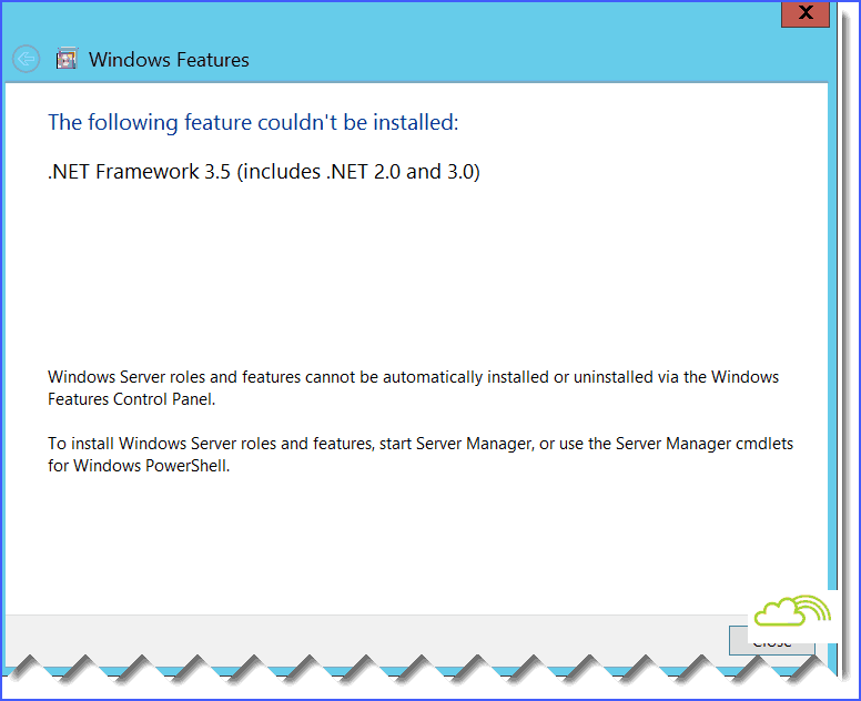 windows server roles and features cannot be automatically installed or uninstalled