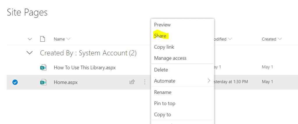 Sharing document in SharePoint online