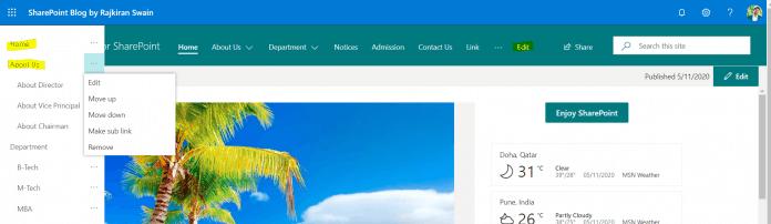 SharePoint Online mega menu and Site Customizations - EnjoySharePoint