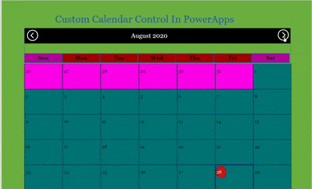 custom calendar control in PowerApps