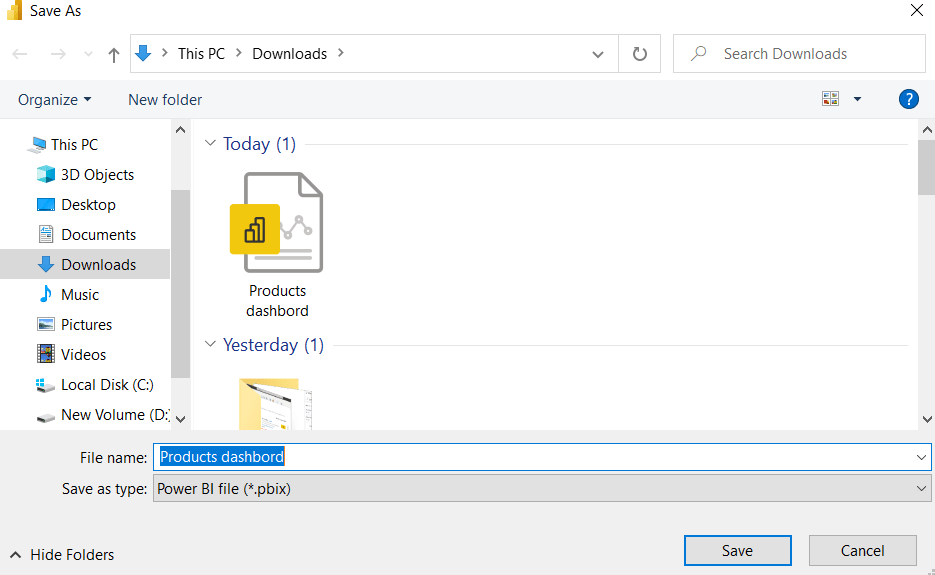 How to Save the Power Bi dashboard on the local system
