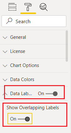 show overlapping labels in power bi