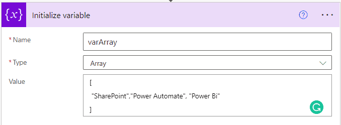 power automate append array variable