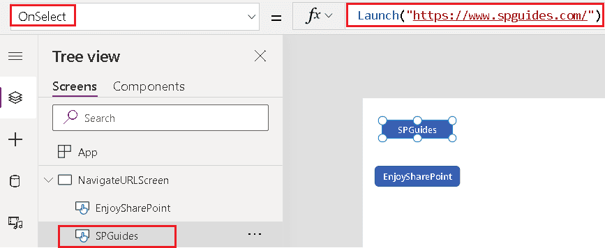 navigate to URL in powerapps example