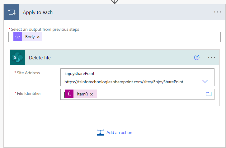 Power Automate delete file from SharePoint