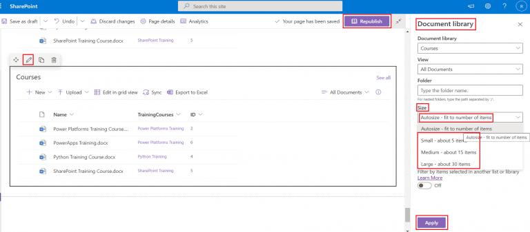 SharePoint Online Document Library Web Part