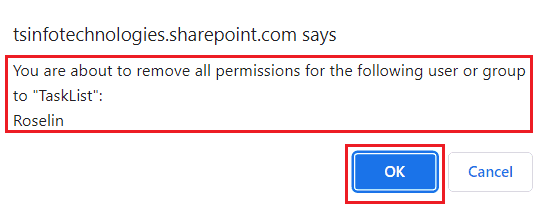 Remove user permissions from the SharePoint Online list