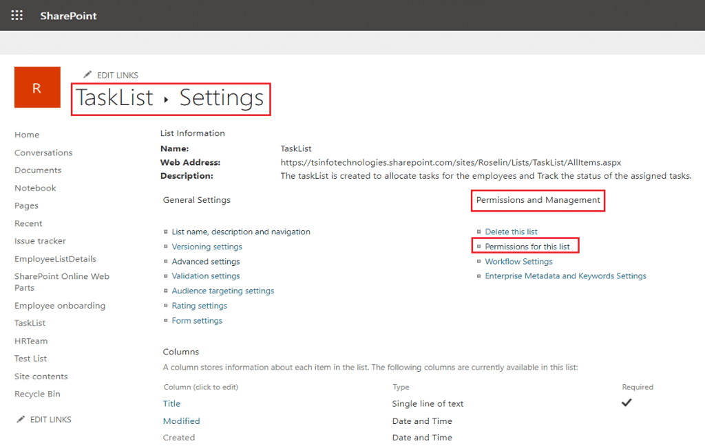 SharePoint Online list permissions