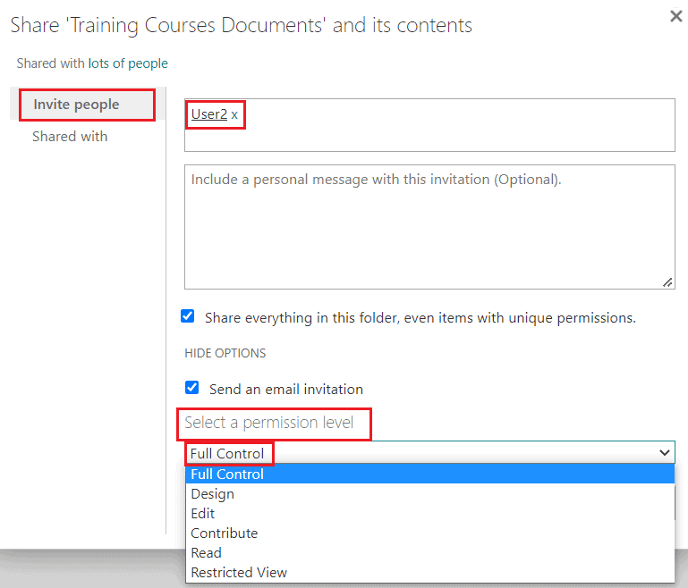 Assign unique permissions to the SharePoint Online document library