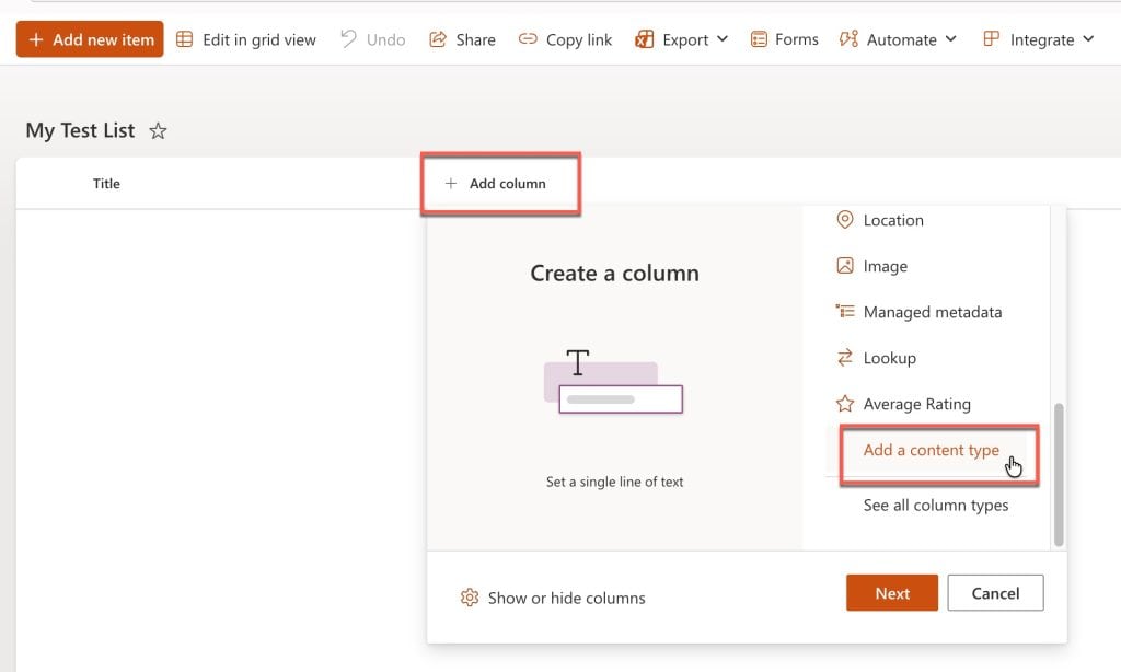 add to all content types sharepoint list