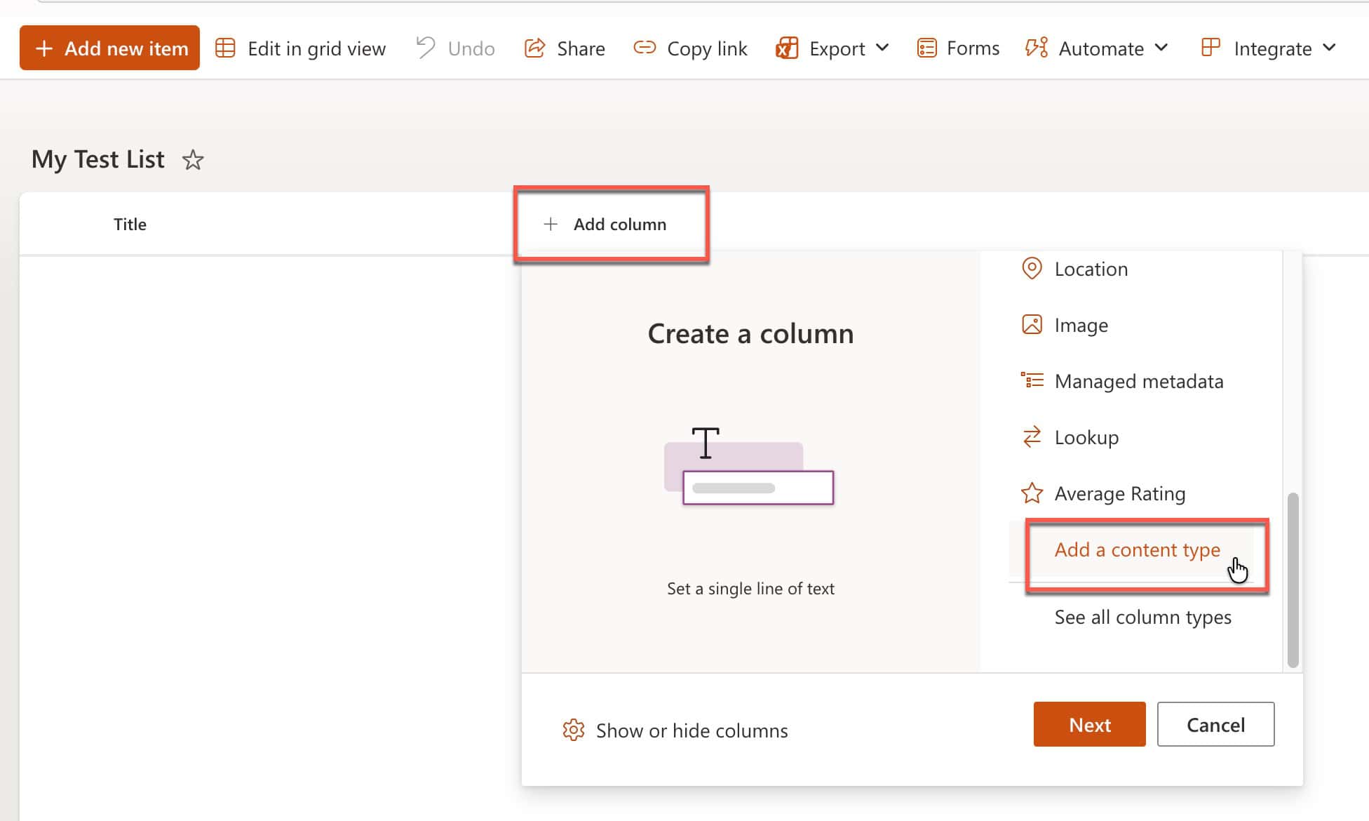 How to Use Content Types in SharePoint Online Lists