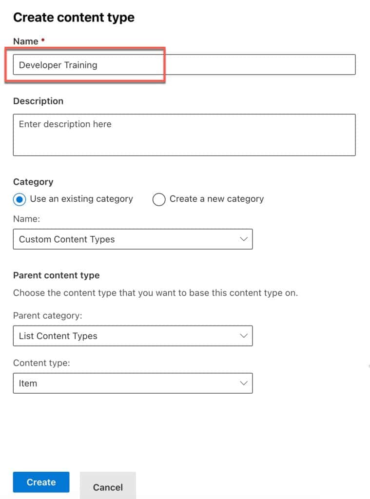 content type list