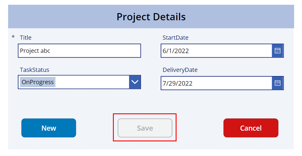 PowerApps SharePoint disable save button