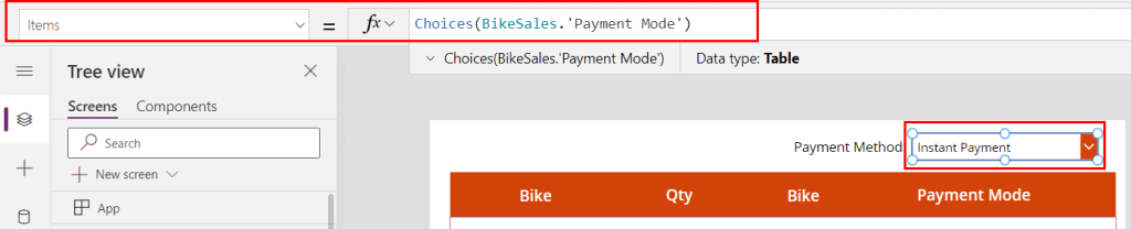 powerapps filter dropdown items from SharePoint list