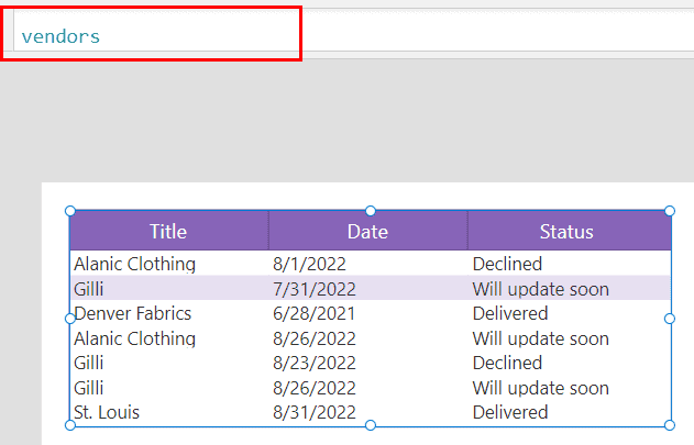 powerapps dropdown filter data table