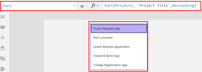 Descending Box How to Sort Combo Box Items in Power Apps - Enjoy SharePoint