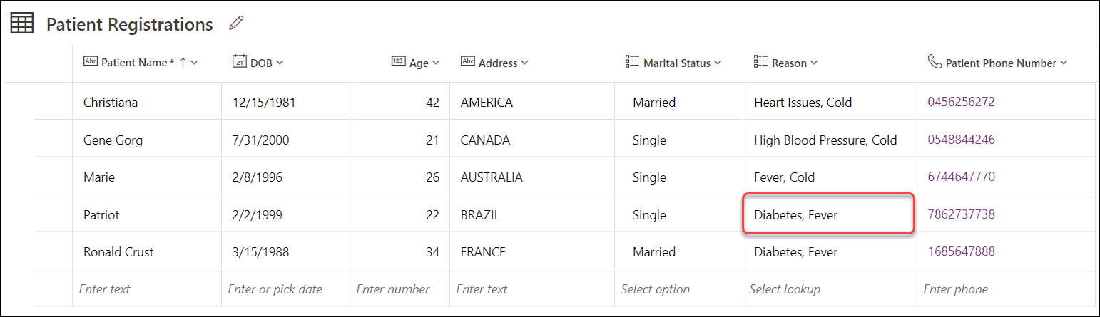 Patch Dataverse Choice Column in Power Apps