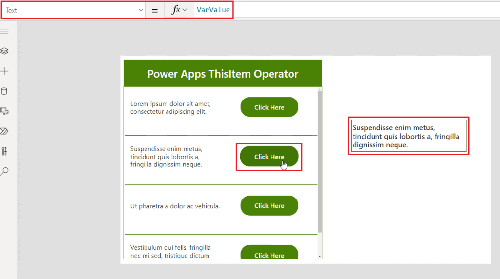 Power Apps set ThisItem value