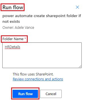 create a SharePoint folder if not exists using Power Automate flow
