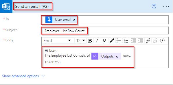 count rows in SharePoint list using Microsoft flow