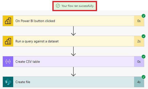 Example to run a query against a dataset using Microsoft flow