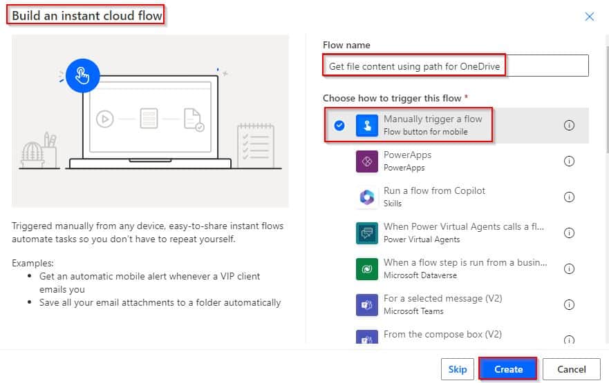 Get file content using path for OneDrive