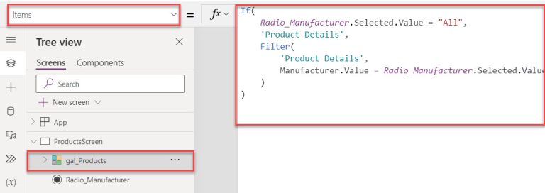 How to Filter Gallery By Radio Button in Power Apps