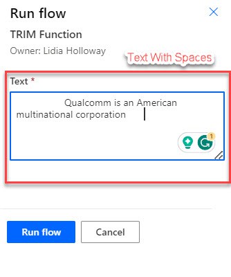 trim() function format in Power Automate