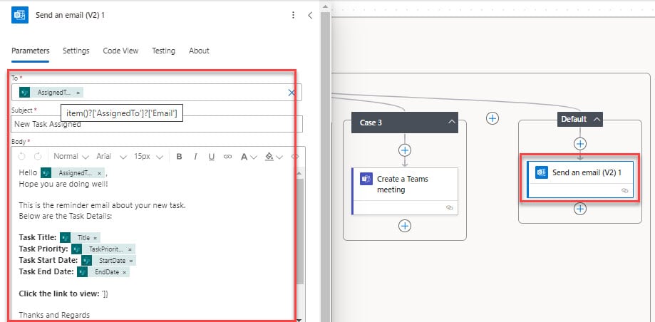 power automate switch expression