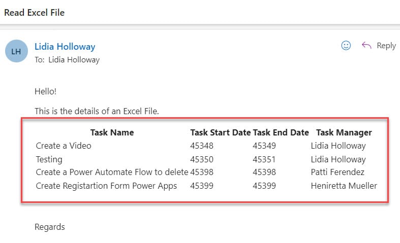 Power Automate get data from excel sheet