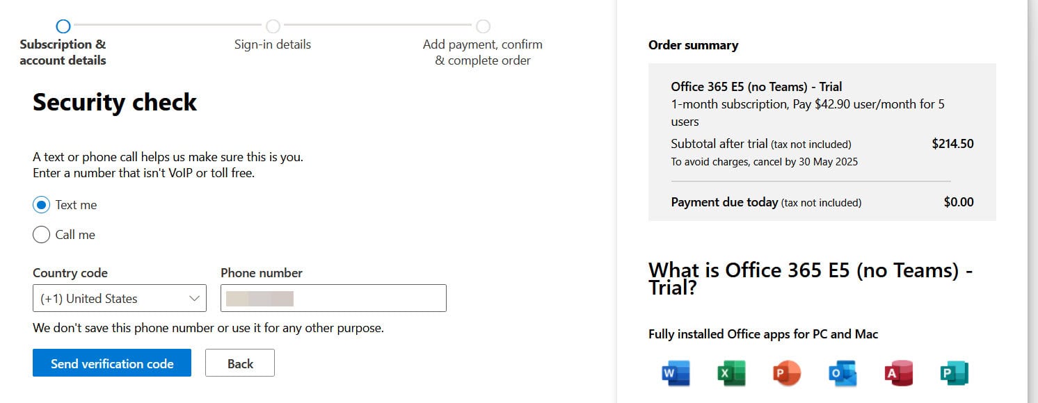 Microsoft Office 365 E5 30 days Free trial Subscription