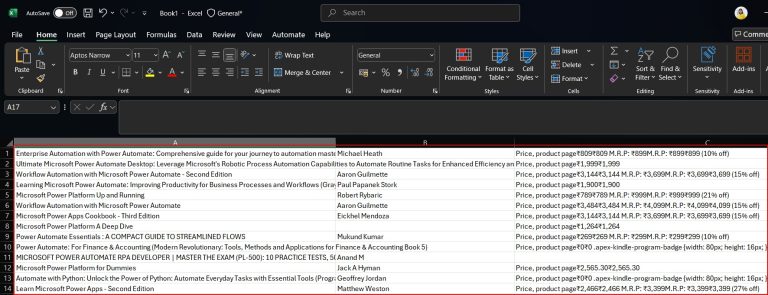 Extract Data From a Web Page to Excel Using Power Automate Desktop