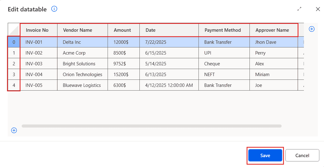 Get Values from Data Table using Power Automate Desktop