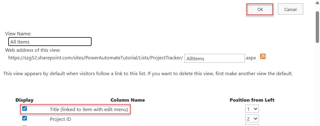 SharePoint List Title Column [Remove or Hide Title Column]