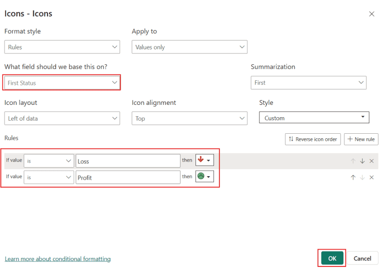 Power BI Matrix Visual Conditional Formatting