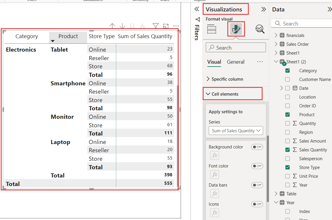 Power BI Matrix Visual Conditional Formatting