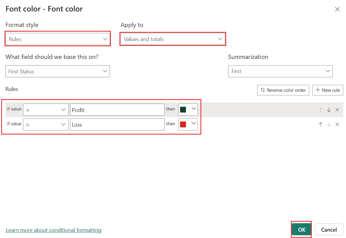 Power BI Matrix Visual Conditional Formatting