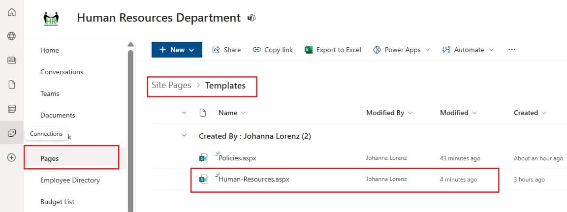 Create Page Templates in SharePoint Online
