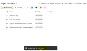 Pin to Quick Access in a SharePoint Document Library