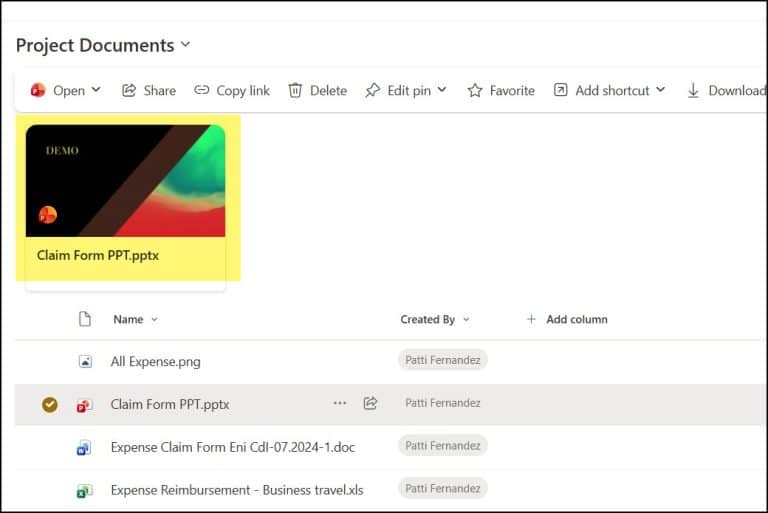 Pin to Quick Access in a SharePoint Document Library
