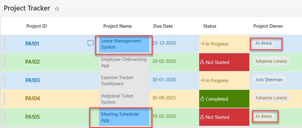 how to apply sharepoint list conditional formatting based on another column