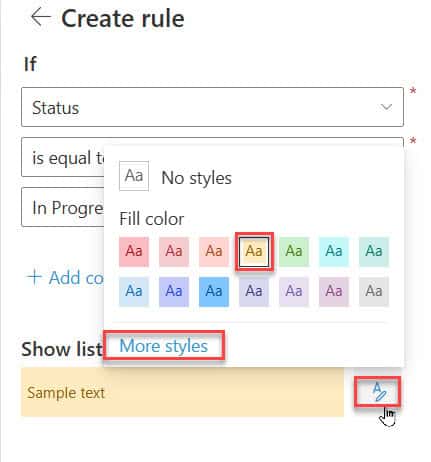 how to apply sharepoint online list conditional formatting based on columns