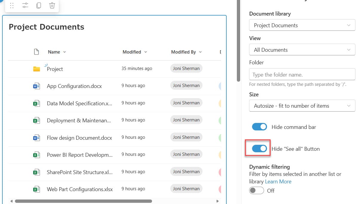 SharePoint Online Document Library Web Part