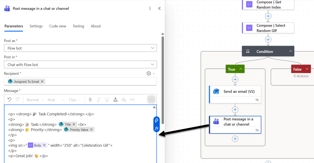How to send an image in Teams using Power Automate