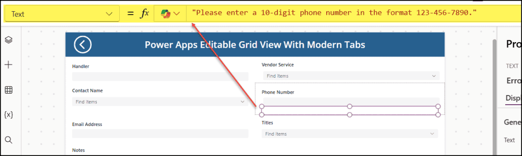 Power Apps Phone Number Validation Using Regex