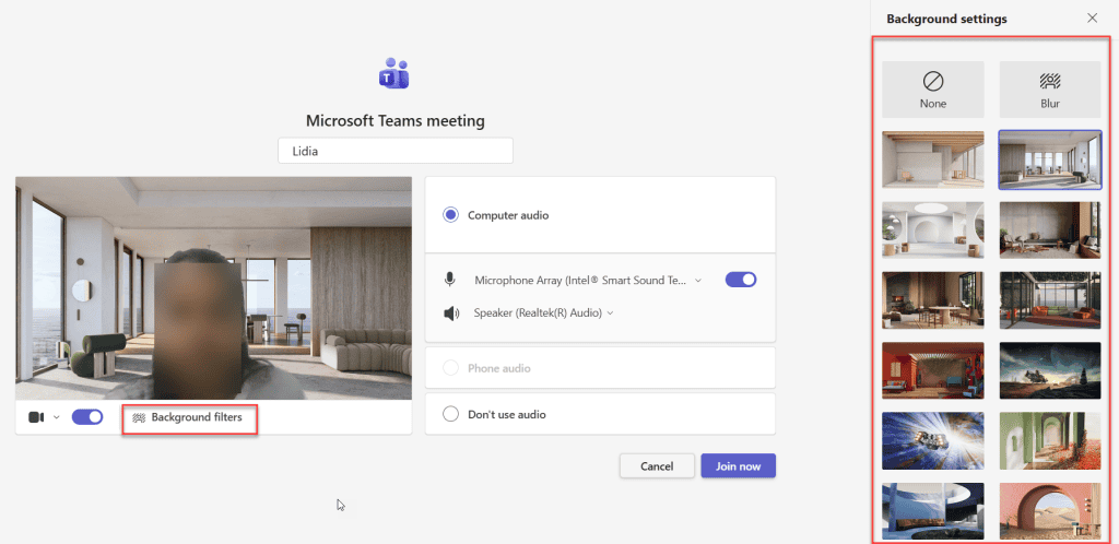 Blur Background Before Joining a Teams Meeting