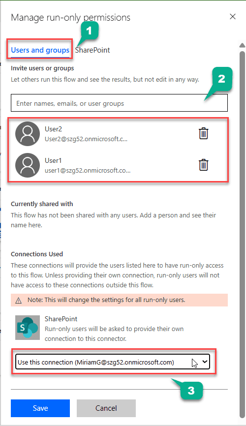 Power Automate Adding run-only users to a Flow with Flow